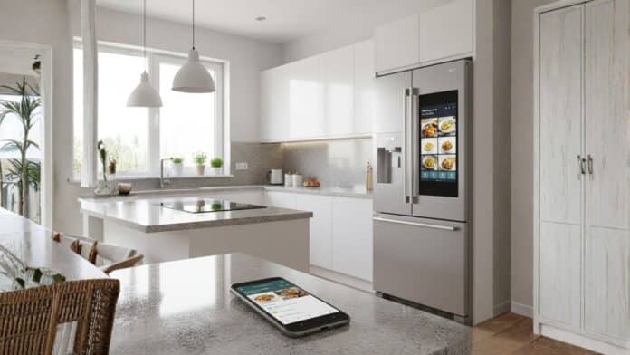Geladeira inteligente com tela touch integrada à casa inteligente